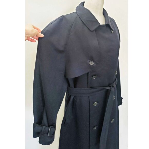 CANALI Milano Men's Dark Blue Wool Trench Coat Overcoat Italy 52 R - Picture 4 of 12